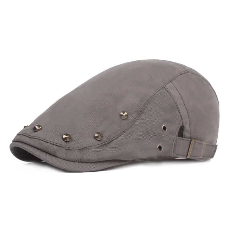 Stylish Punk Rivet Studded Newsboy Beret Hat - Gray - Adjustable (21 5/8"-23 1/4") - image 8