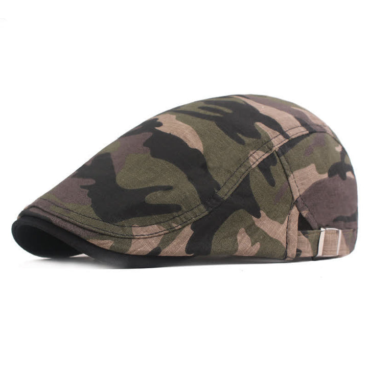 Camouflage Pattern Newsboy Flat Beret Hat - Khaki - Adjustable (21 5/8"-23 5/8") - image 0
