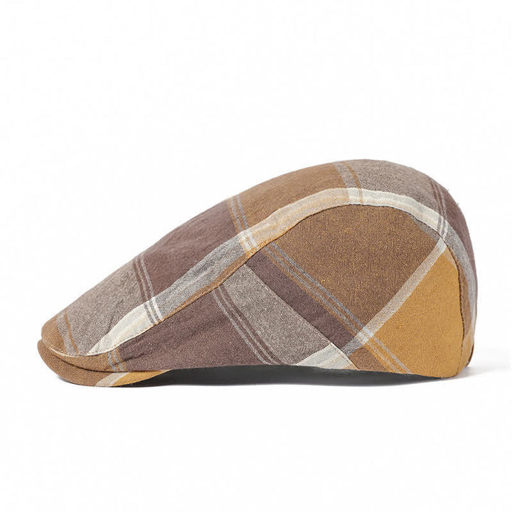 British Style Vintage Check Plaid Beret Hat - image 3