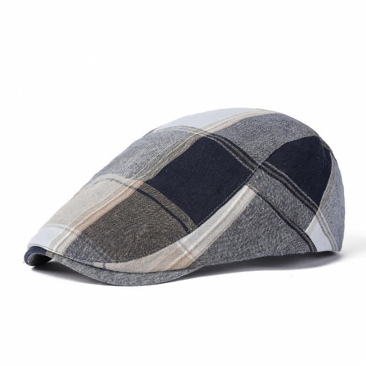 British Style Vintage Check Plaid Beret Hat - Gray - M (22"-22 7/8") - image 4