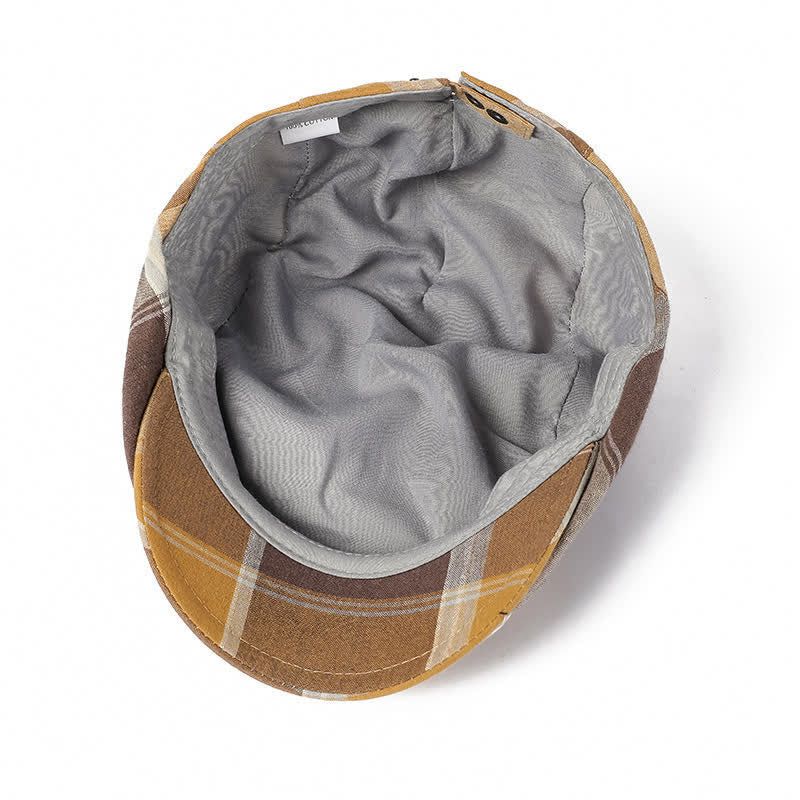 British Style Vintage Check Plaid Beret Hat - image 2