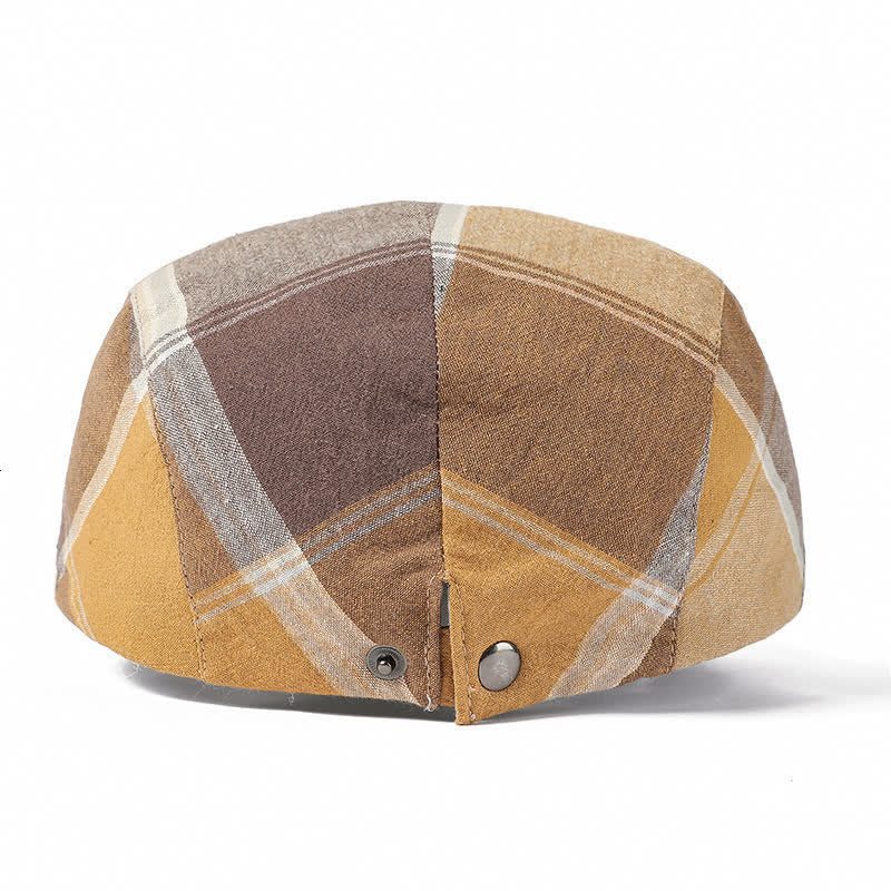 British Style Vintage Check Plaid Beret Hat - image 1
