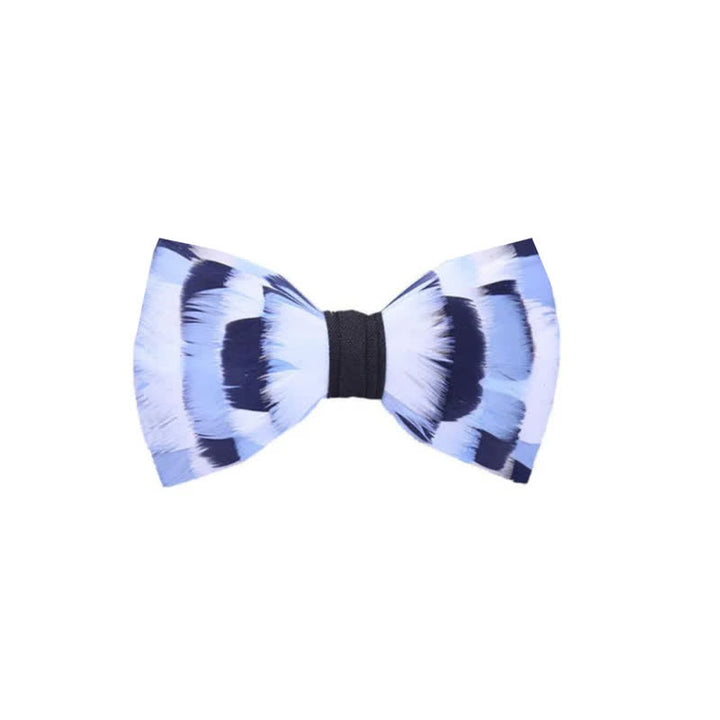 Blue & White Checkerboard Feather Bow Tie with Lapel Pin - Kid - image 5