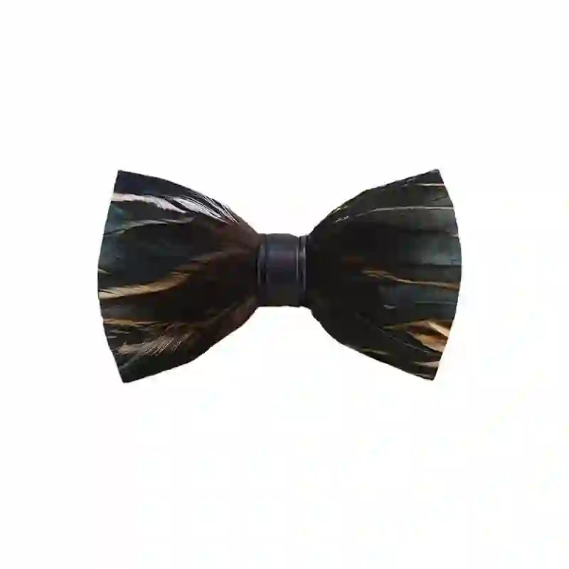 DarkSlateGray Feather Bow Tie with Lapel Pin - Kid - image 4