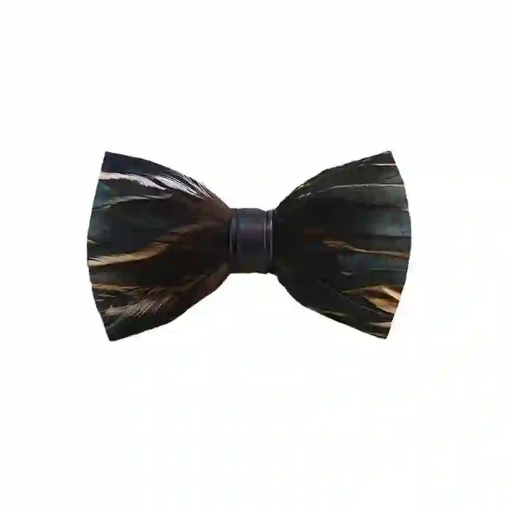 DarkSlateGray Feather Bow Tie with Lapel Pin - Kid - image 4