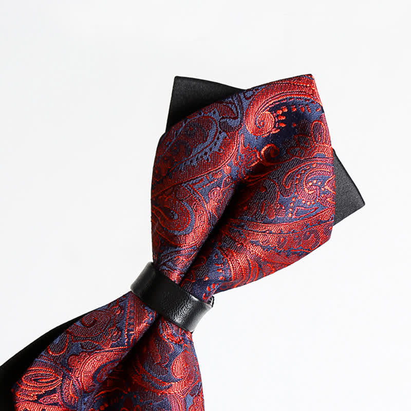 Men's Stylish Paisley Double Layers Pionted Bow Tie - image 5