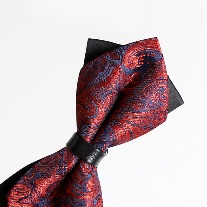 Men's Stylish Paisley Double Layers Pionted Bow Tie - image 5