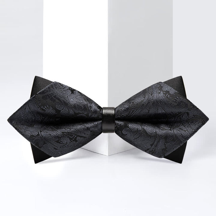 Men's Stylish Paisley Double Layers Pionted Bow Tie - image 11