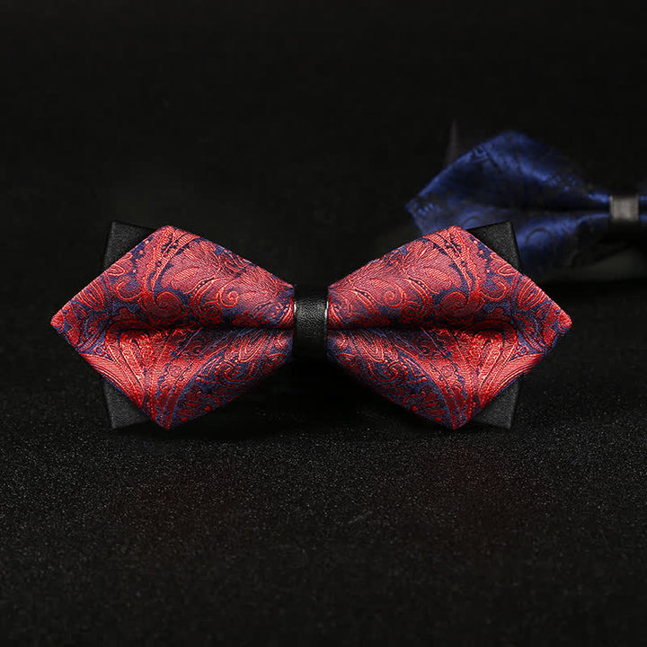 Men's Stylish Paisley Double Layers Pionted Bow Tie - image 4
