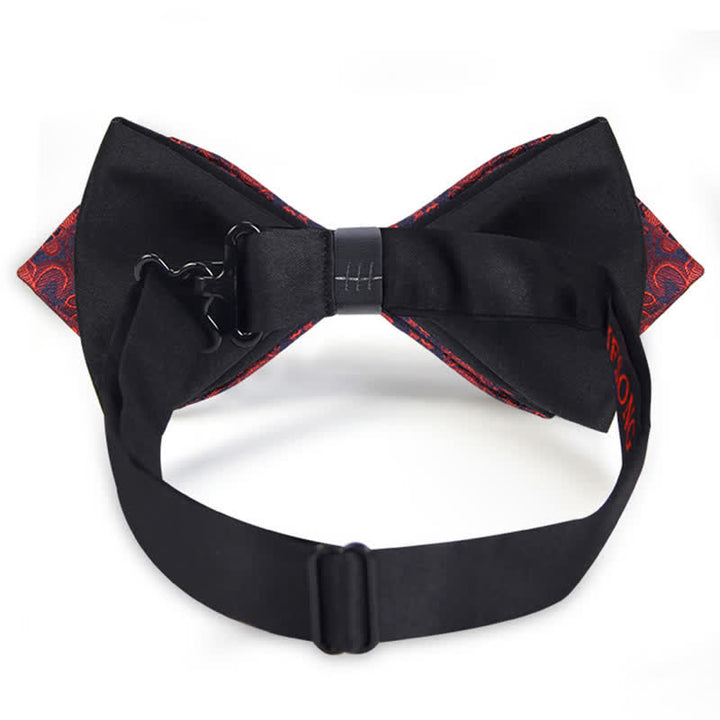 Men's Stylish Paisley Double Layers Pionted Bow Tie - image 8