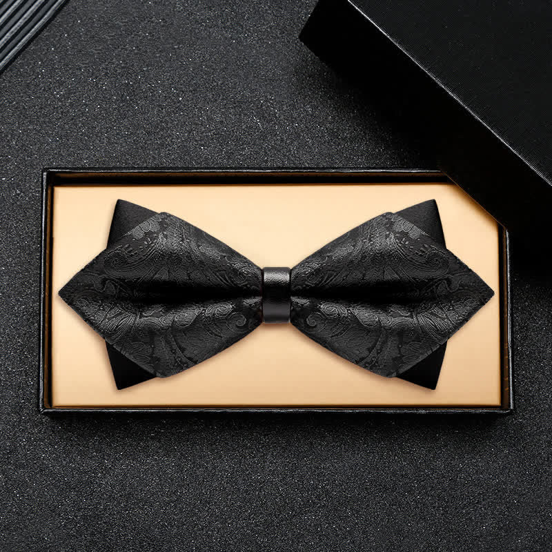 Men's Stylish Paisley Double Layers Pionted Bow Tie - image 10