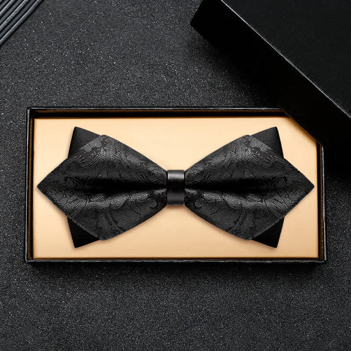 Men's Stylish Paisley Double Layers Pionted Bow Tie - image 10