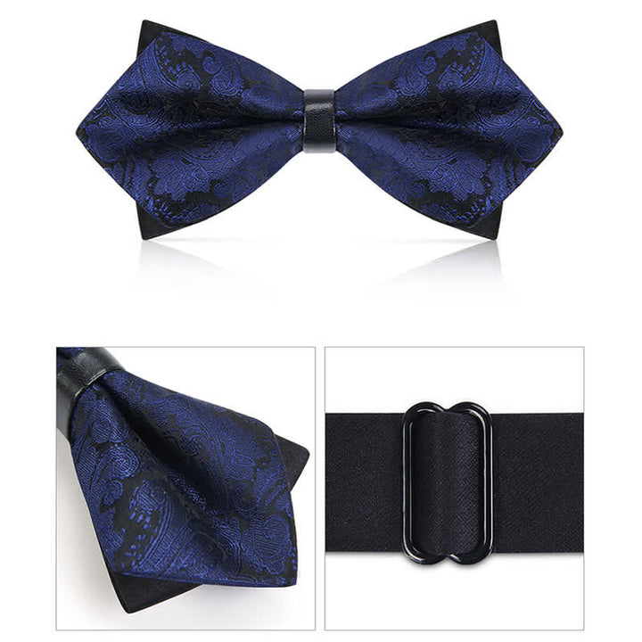 Men's Stylish Paisley Double Layers Pionted Bow Tie - image 14