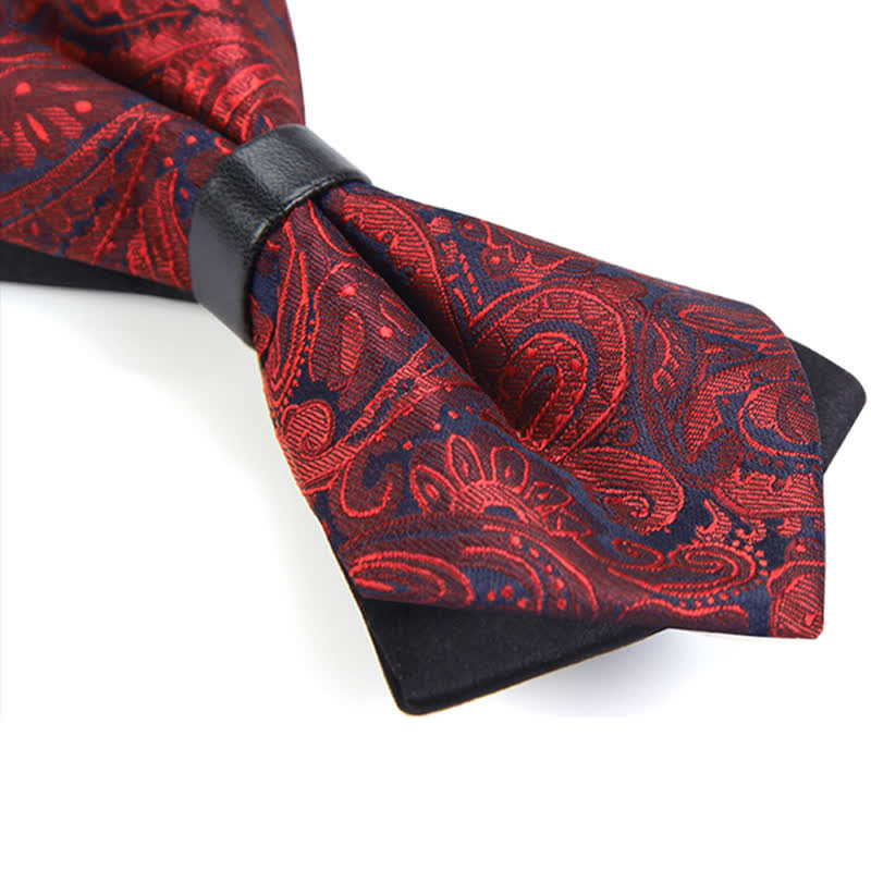 Men's Stylish Paisley Double Layers Pionted Bow Tie - image 6