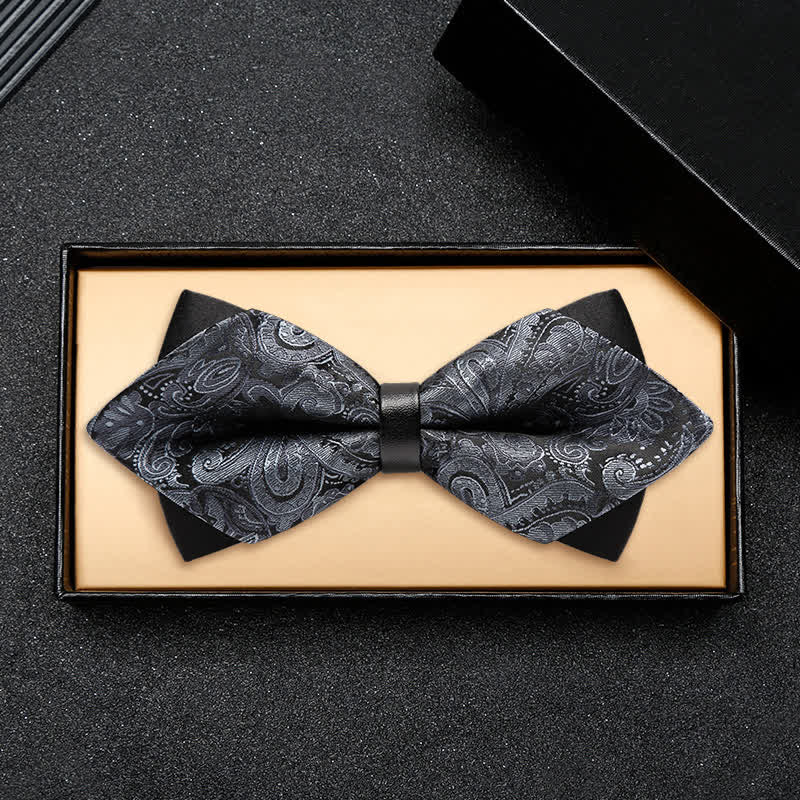 Men's Stylish Paisley Double Layers Pionted Bow Tie - image 0