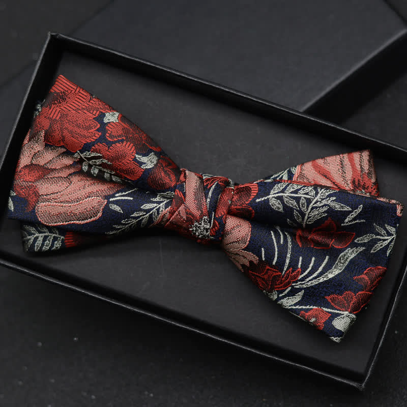 2Pcs Men's Elegant Floral Bow Tie Handkerchief Set - image 1