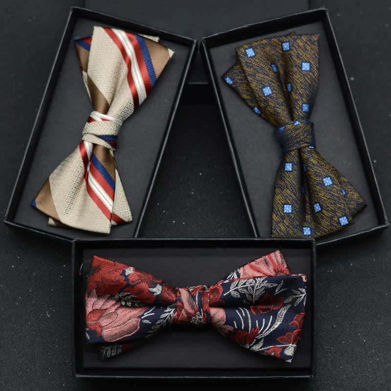 2Pcs Men's Elegant Floral Bow Tie Handkerchief Set - image 4