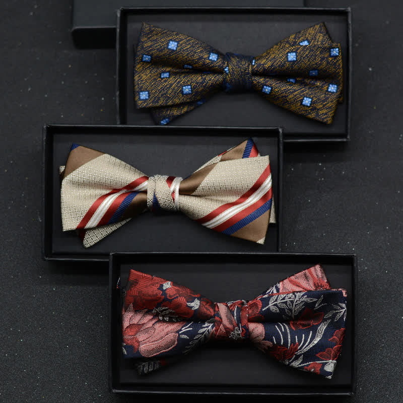 2Pcs Men's Elegant Floral Bow Tie Handkerchief Set - image 5