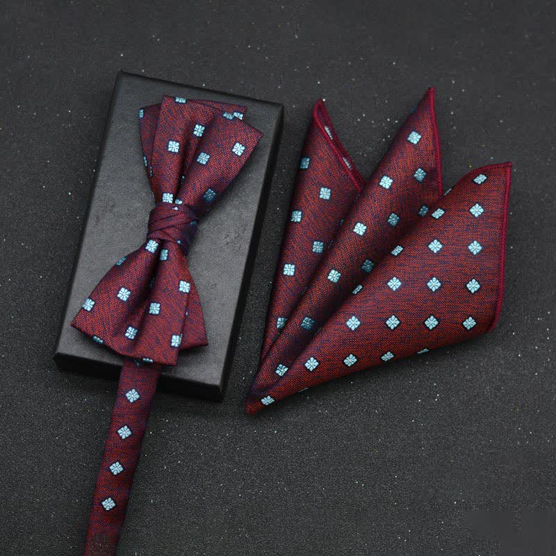 2Pcs Men's Elegant Floral Bow Tie Handkerchief Set - Style #15 - image 18