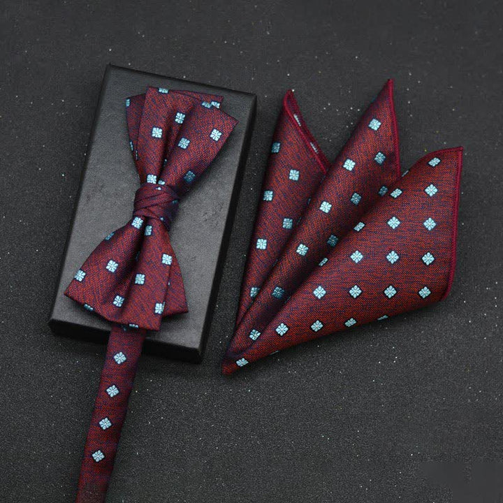 2Pcs Men's Elegant Floral Bow Tie Handkerchief Set - Style #15 - image 18