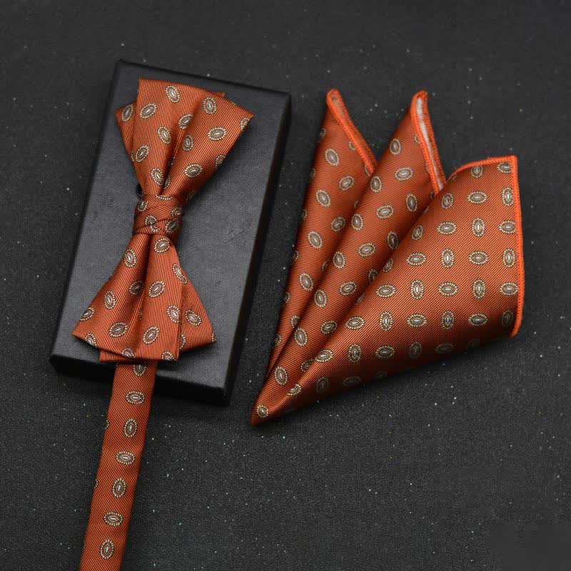 2Pcs Men's Elegant Floral Bow Tie Handkerchief Set - Style #16 - image 19