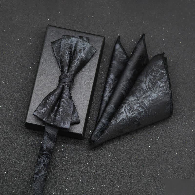 2Pcs Men's Elegant Floral Bow Tie Handkerchief Set - Style #8 - image 11