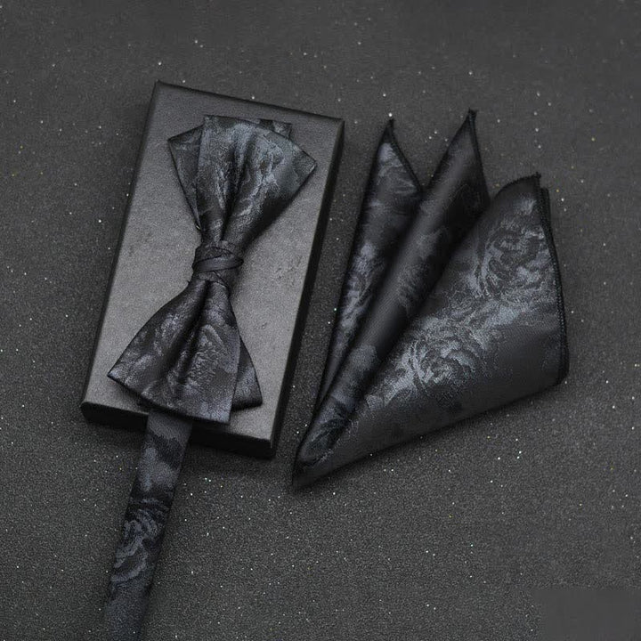 2Pcs Men's Elegant Floral Bow Tie Handkerchief Set - Style #8 - image 11