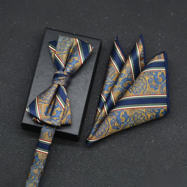 2Pcs Men's Elegant Floral Bow Tie Handkerchief Set - Style #13 - image 16