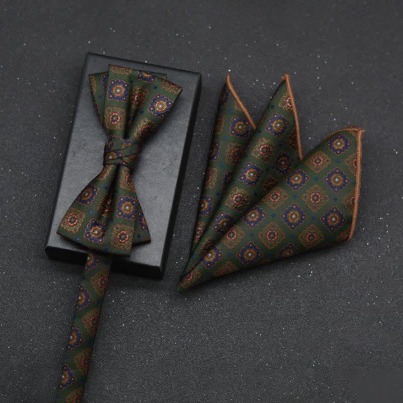2Pcs Men's Elegant Floral Bow Tie Handkerchief Set - Style #23 - image 26