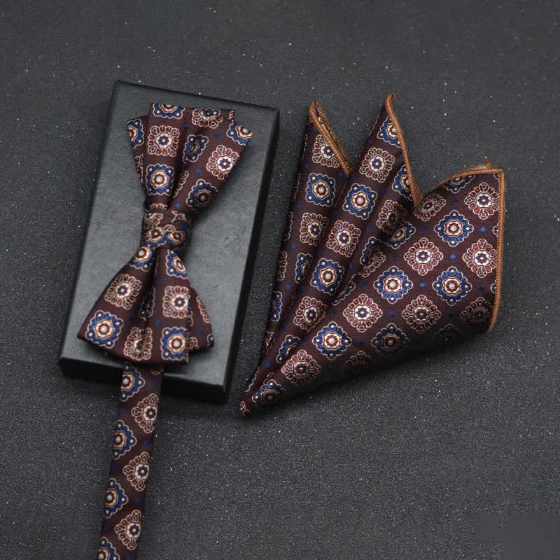 2Pcs Men's Elegant Floral Bow Tie Handkerchief Set - Style #24 - image 27