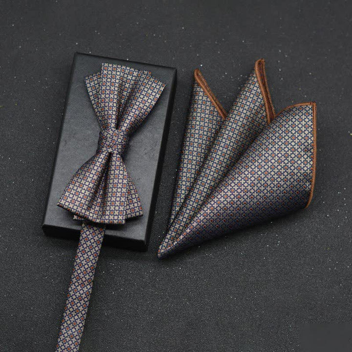 2Pcs Men's Elegant Floral Bow Tie Handkerchief Set - Style #20 - image 23