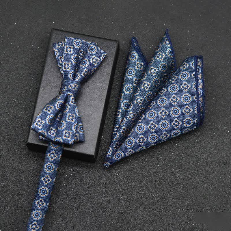 2Pcs Men's Elegant Floral Bow Tie Handkerchief Set - Style #21 - image 24