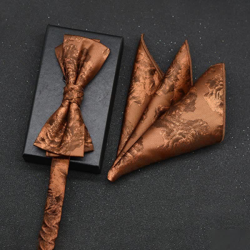 2Pcs Men's Elegant Floral Bow Tie Handkerchief Set - Style #7 - image 10
