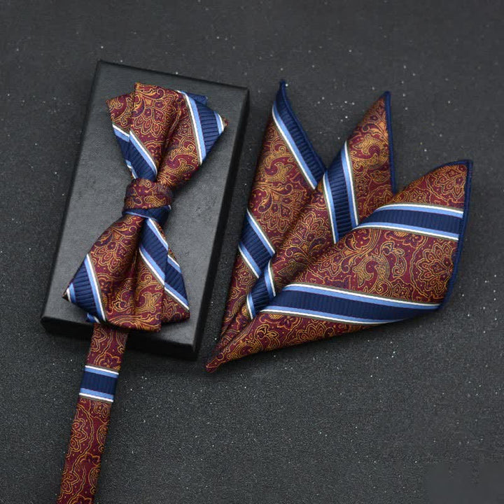 2Pcs Men's Elegant Floral Bow Tie Handkerchief Set - Style #12 - image 15