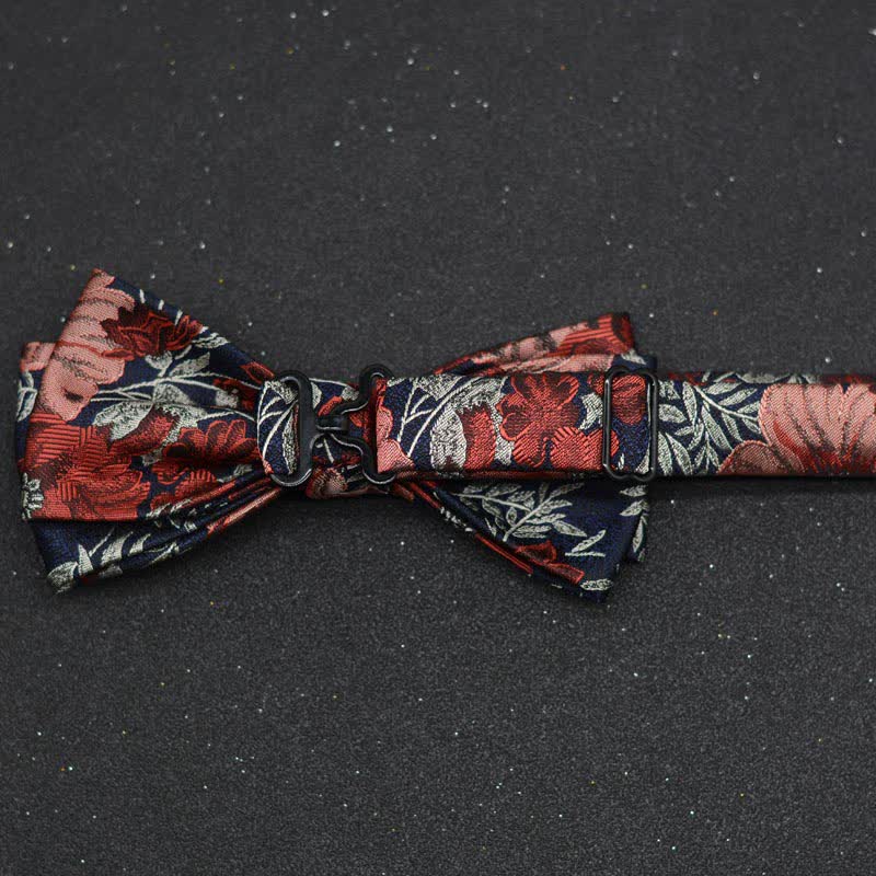 2Pcs Men's Elegant Floral Bow Tie Handkerchief Set - image 3