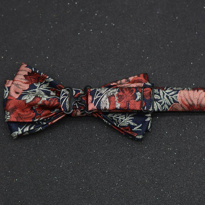 2Pcs Men's Elegant Floral Bow Tie Handkerchief Set - image 3