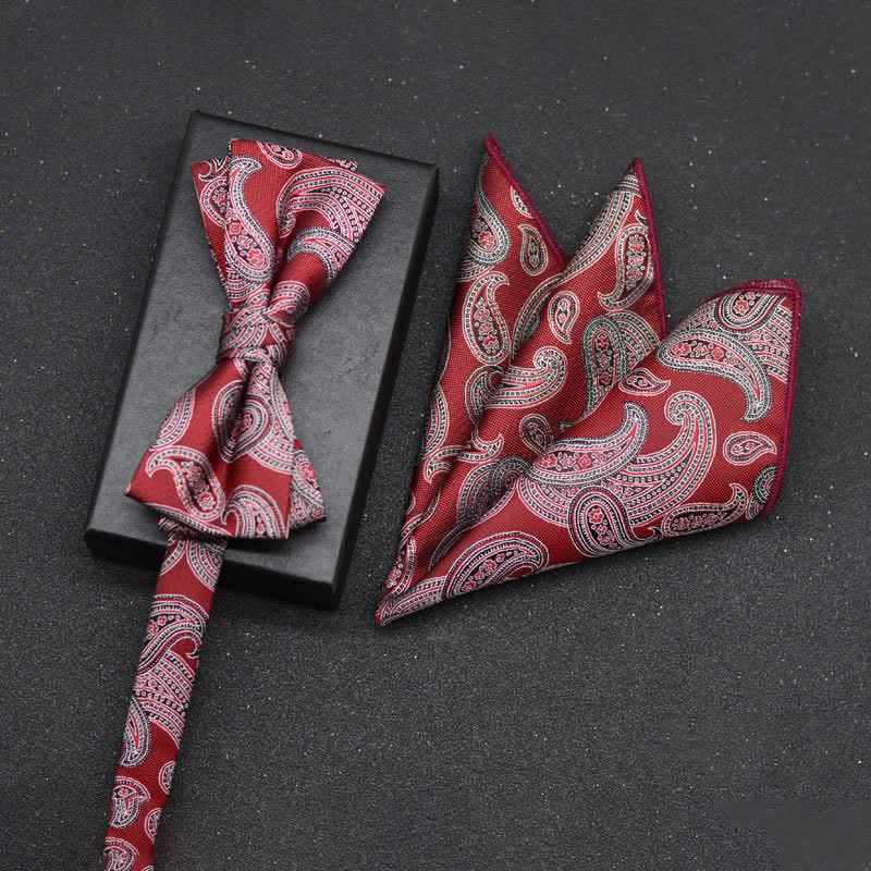 2Pcs Men's Elegant Floral Bow Tie Handkerchief Set - Style #22 - image 25
