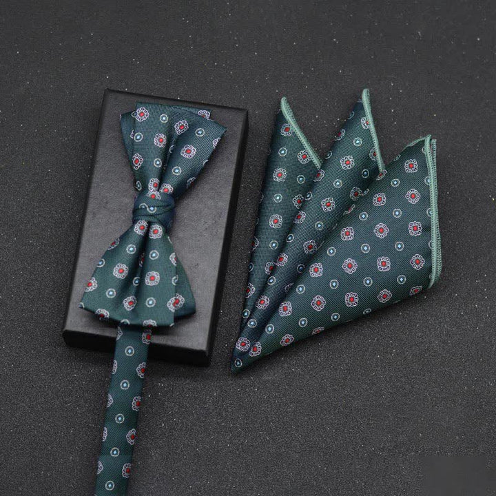 2Pcs Men's Elegant Floral Bow Tie Handkerchief Set - Style #18 - image 21