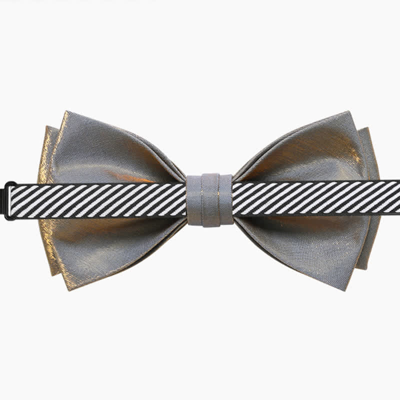 Men's Shining Gray Double Layered Bow Tie - image 5