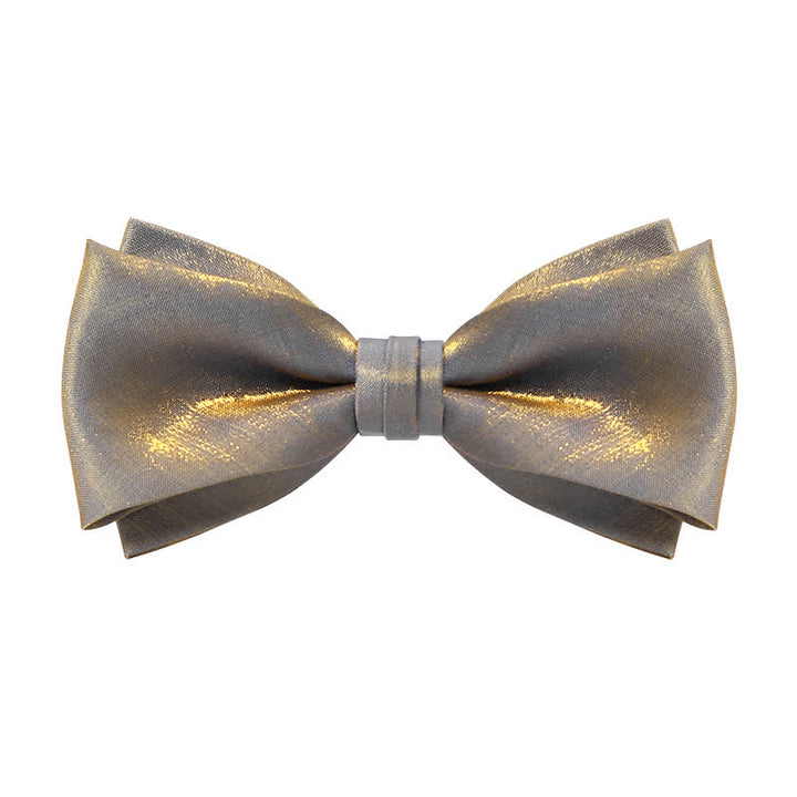 Men's Shining Gray Double Layered Bow Tie - Bow Tie - image 0
