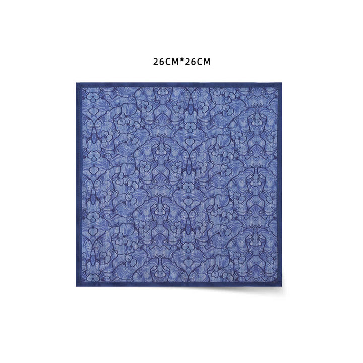 Men's Blue Flower Painting Double Layered Bow Tie - Handkerchief - image 6