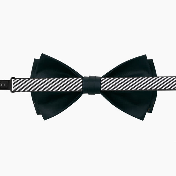 Men's Lotus Printing Black Double Layered Bow Tie - image 5
