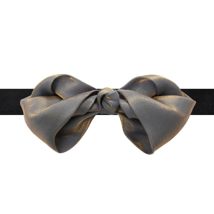Men's Shining Gray Unique Folded Shape Bow Tie - Bow Tie - image 0