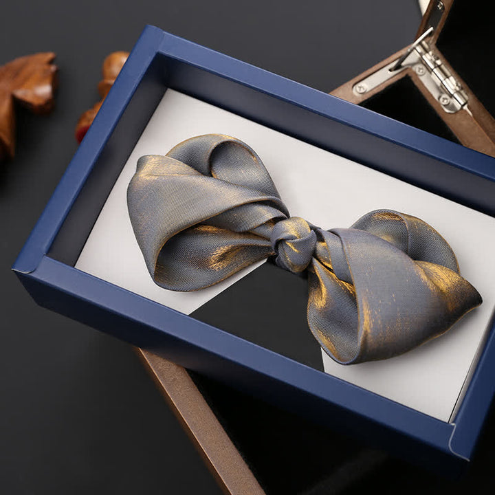 Men's Shining Gray Unique Folded Shape Bow Tie - image 2