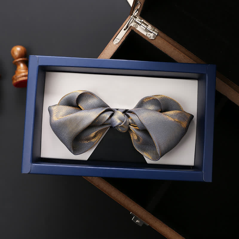 Men's Shining Gray Unique Folded Shape Bow Tie - image 3