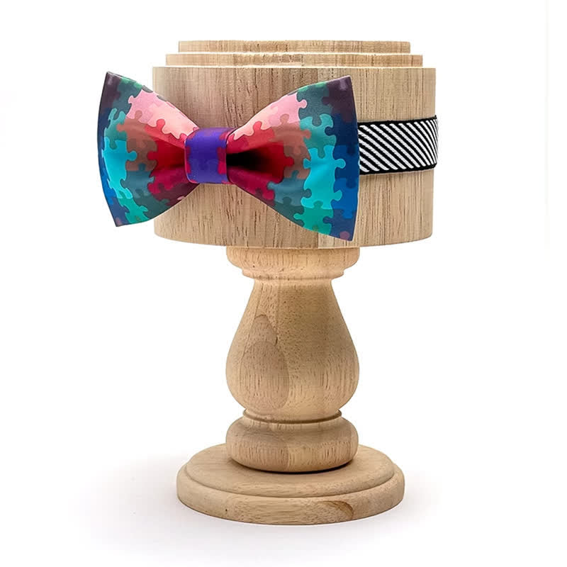 Men's Current Multicolored Puzzle Printing Bow Tie - image 1