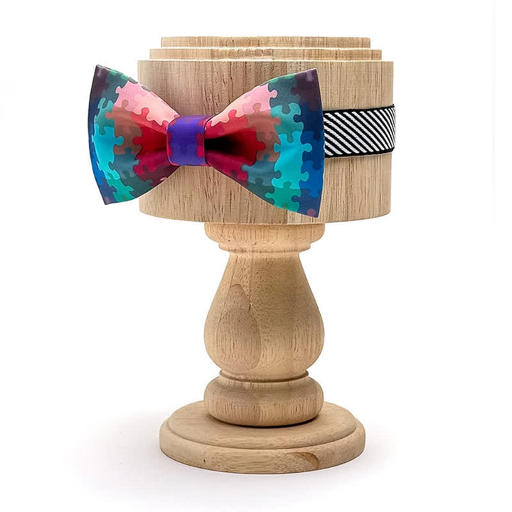 Men's Current Multicolored Puzzle Printing Bow Tie - image 1