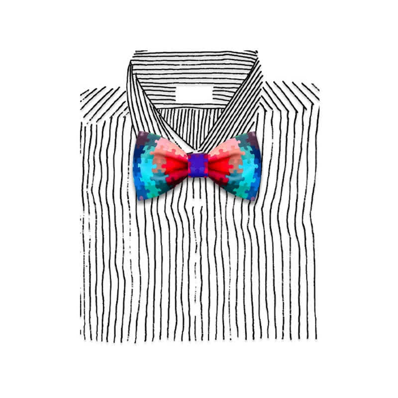 Men's Current Multicolored Puzzle Printing Bow Tie - image 3