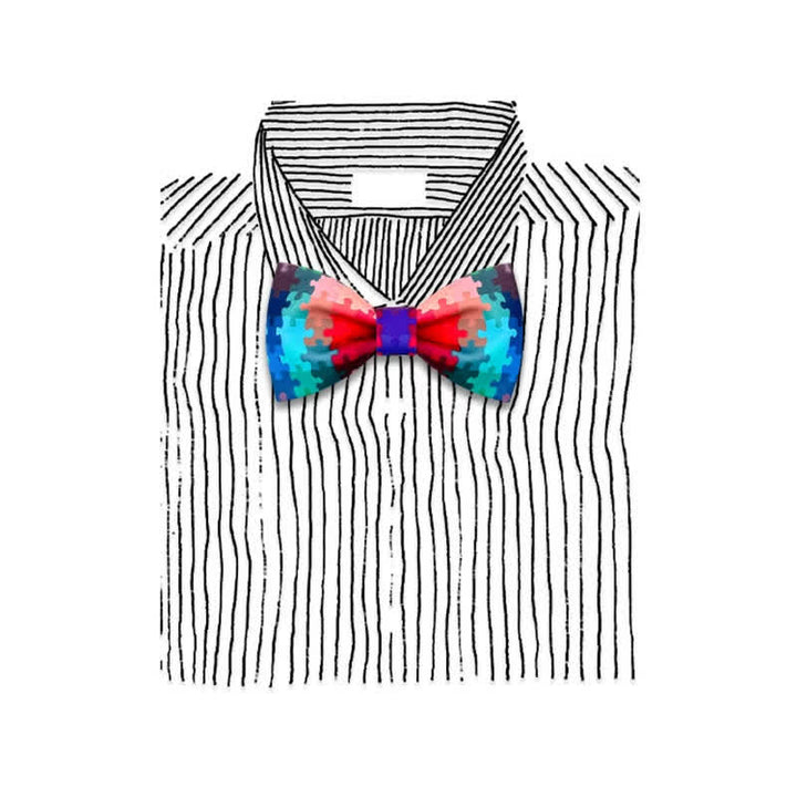 Men's Current Multicolored Puzzle Printing Bow Tie - image 3