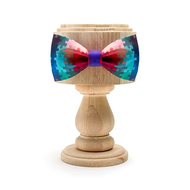 Men's Current Multicolored Puzzle Printing Bow Tie - image 2